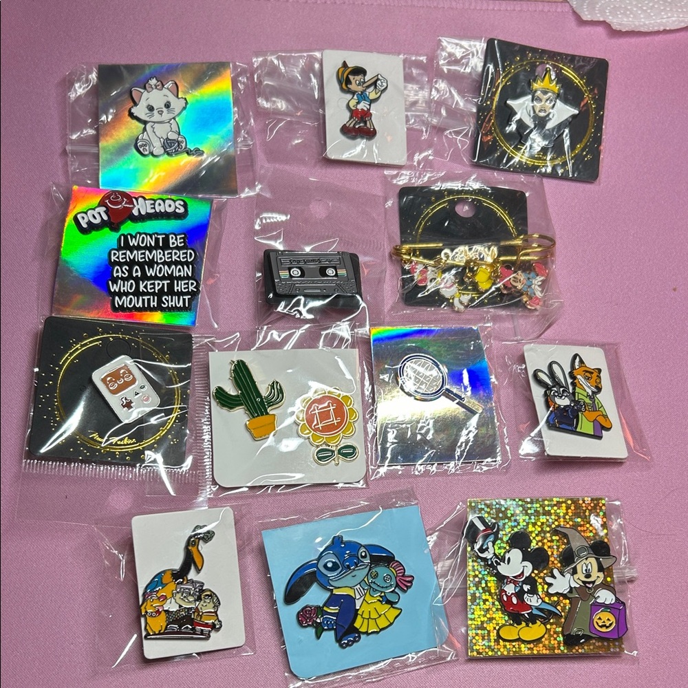 Colorful Disney Cartoon Character Pin Set and more